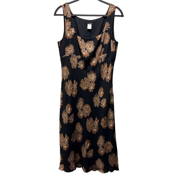 J. Crew Womens Black & Brown Floral Sleeveless Silk Dress Size 12 - Picture 1 of 6